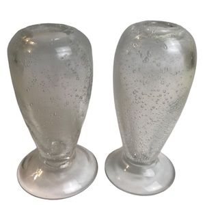 2 Bud Vase Small Clear Flower Holders
Hand Blown Bubble Glass
